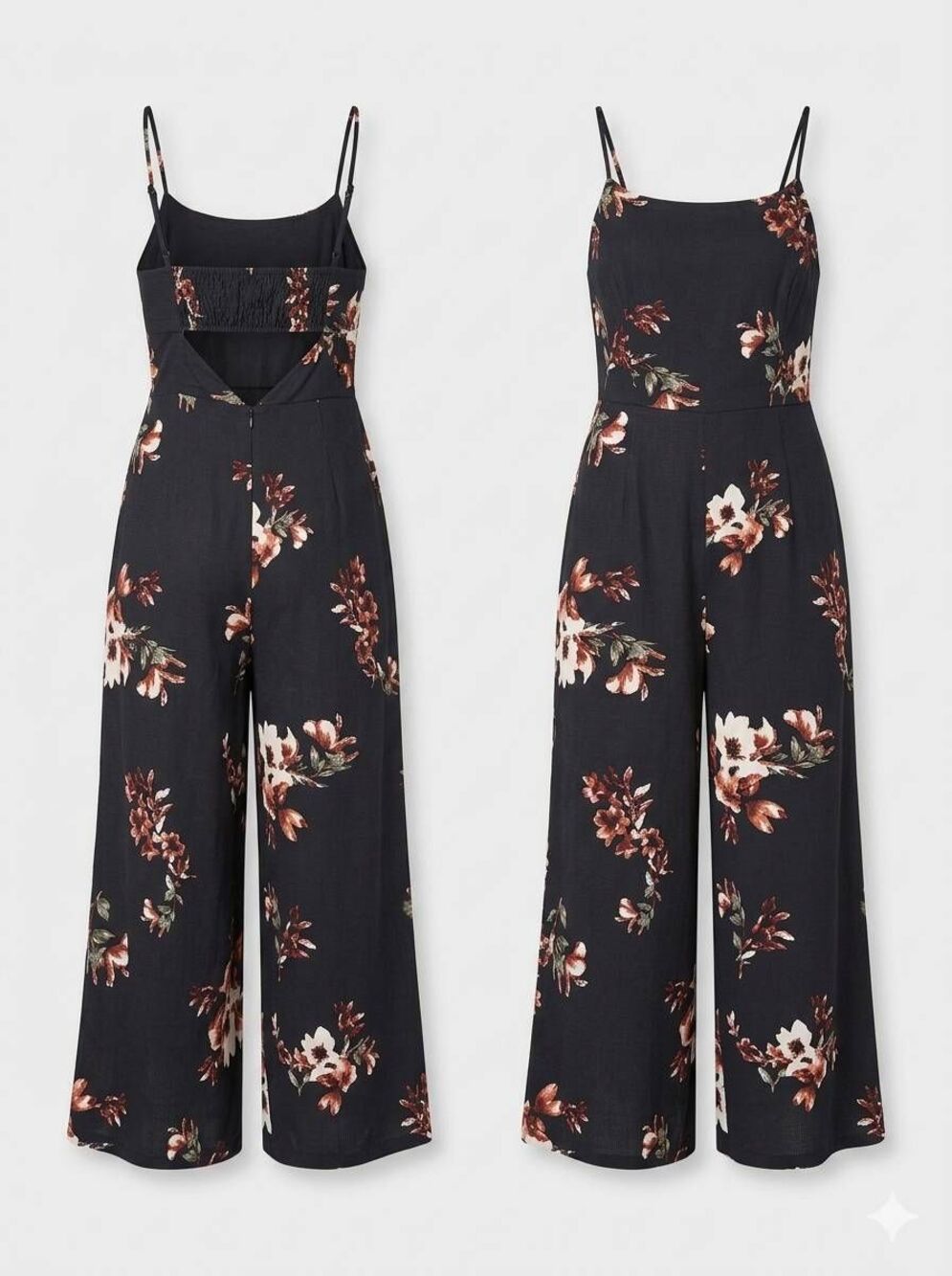 ☔️💜Black & Pink Floral Print Cropped Sleeveless Jumper Small